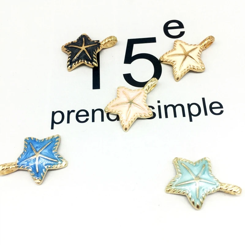 5pcs Cute Mini Enamel Starfish Trinkets For Pendant Bracelet Necklaces Keychain DIY Jewelry Making Accessories