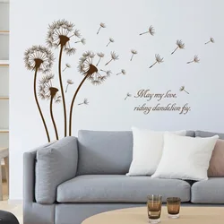 Brown Color Dandelion Wall Sticker Living Room Bedroomkids Rooms Home Decor PVC Autocollant Mural