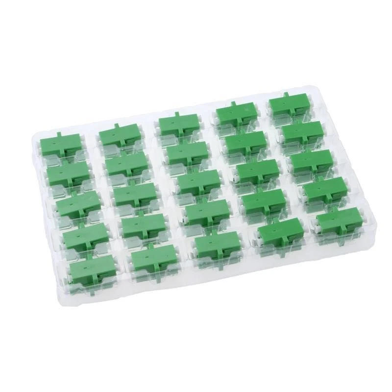 LC APC fiber adapter duplex plastic clip green color one body type optical fiber coupler ceramic sleeve connector ELINK 200pcs