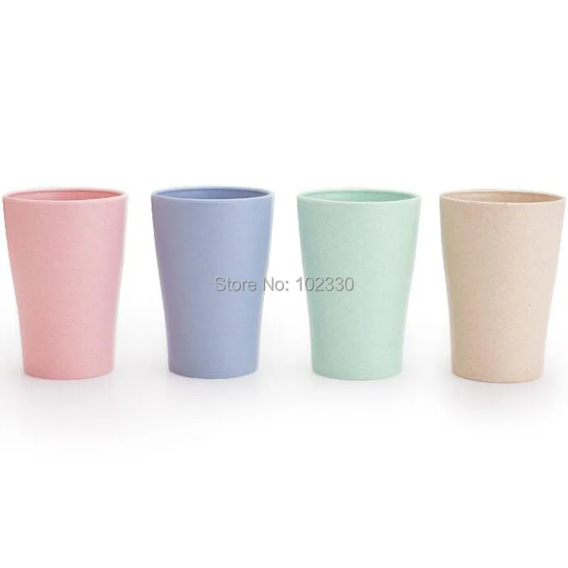 20 Sets 4pcs/set Toothbrush Cup Bathroom Tumblers Sets Wheat Straw Drinking Cup Plastic Tea Milk Coffee Cups