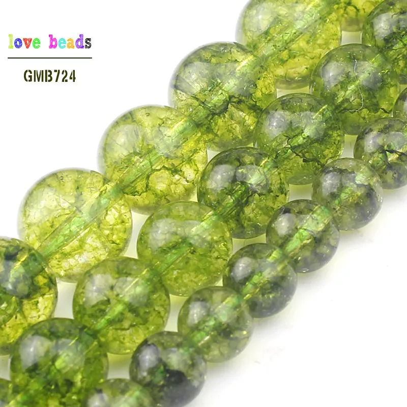 Beautiful Peridot Transparent Flash glass Crystal Beads For Jewelry Making Round Loose Beads Diy Bracelet Choker Jewellery