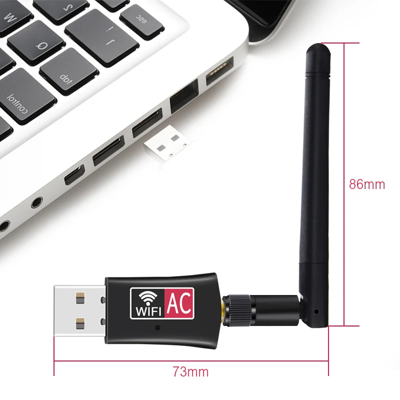 IENdepository-Adaptateur Wifi sans fil, USB ACfemale RTL8811CU, bande touristes 600Mbps 2.4GHz-5GHz, antenne PC/tablette, carte réseau, récepteur