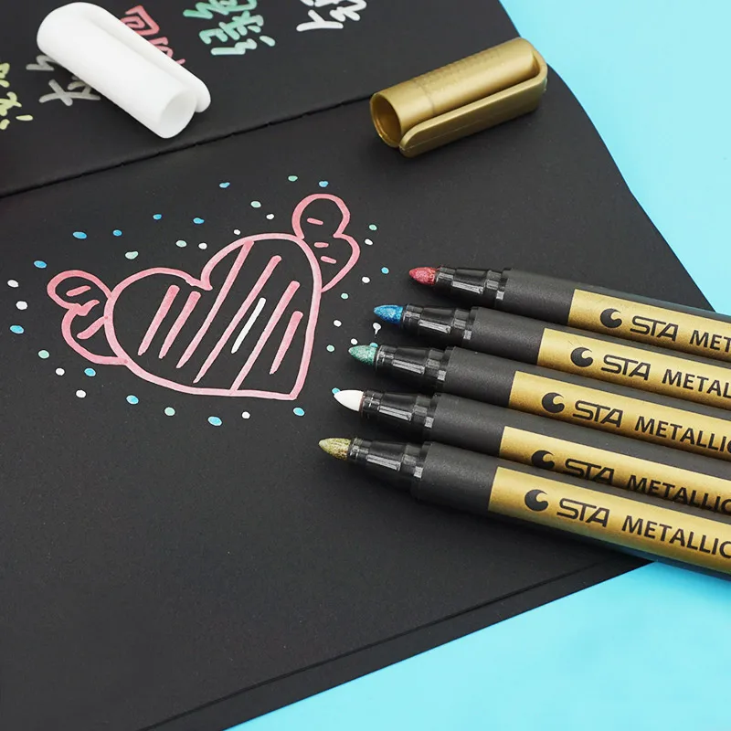 STA 8151 10 Kleuren Water-gebaseerde Inkt Graffiti En DIY Metallic Kleur Marker Pen Art design levert