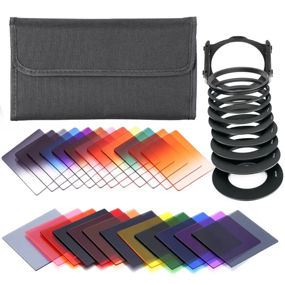 38 Pieces Square Filter Kit for Cokin P Series:Graduated Color Filters Filters ND2 ND4 ND8 ND16  G.ND2 G.ND4 G.ND8 Sunset Filter