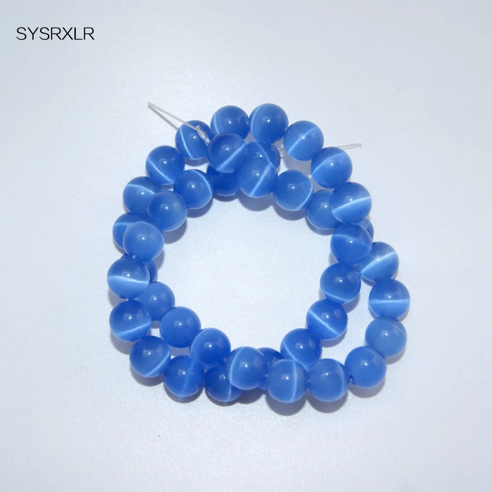 4 6 8 10 12 MM Many Colors Cat\'s Eye Opal Cymophane Stones Round Spacer Loose Beads For Necklace Bracelet Charms Jewelry Making