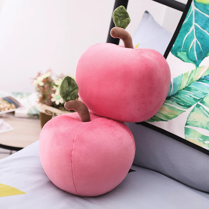 25cm/40cm Pink Simulation Apple Plush Toy Soft Sweet Cartoon Apple Stuffed Doll Bed Decoration Pillow Cushion Christmas Gift