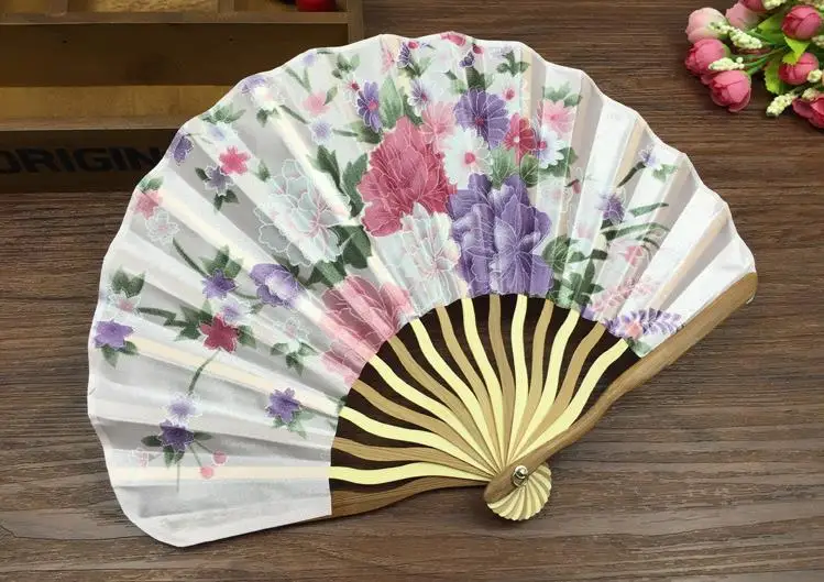 100pcs Personalized/Customized Bamboo Flower Blossoms Wedding Chinese Japanese Folding Hand Fan ni211