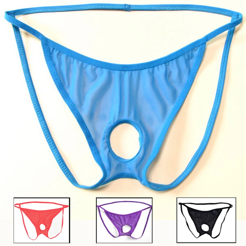 2019 hot sexy men Briefs  M/L/XL Novelty Men\'s Thong G-strings Sexy Penis Hole Funny Underwear Gay Thongs mens underwear gay