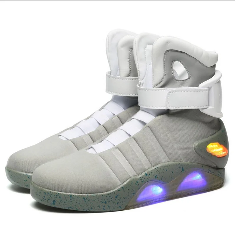 Adults USB Charging Led Luminous Shoes For Men's Fashion Light Up Casual Men back to the Future Glowing Sneakers Free shipping