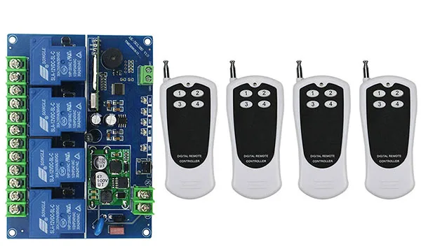 

DC 12V 24V 36V 48V 4CH 30A RF Wireless Remote Control Switch System Transmitter+Receiver,315/433 MHZ /lamp/ window/Garage Doors