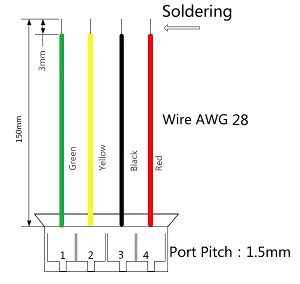 Mini. Micro 1.5 T-1 4-Pin Connector w/.Wire x 10 sets.4pin 1.5mm