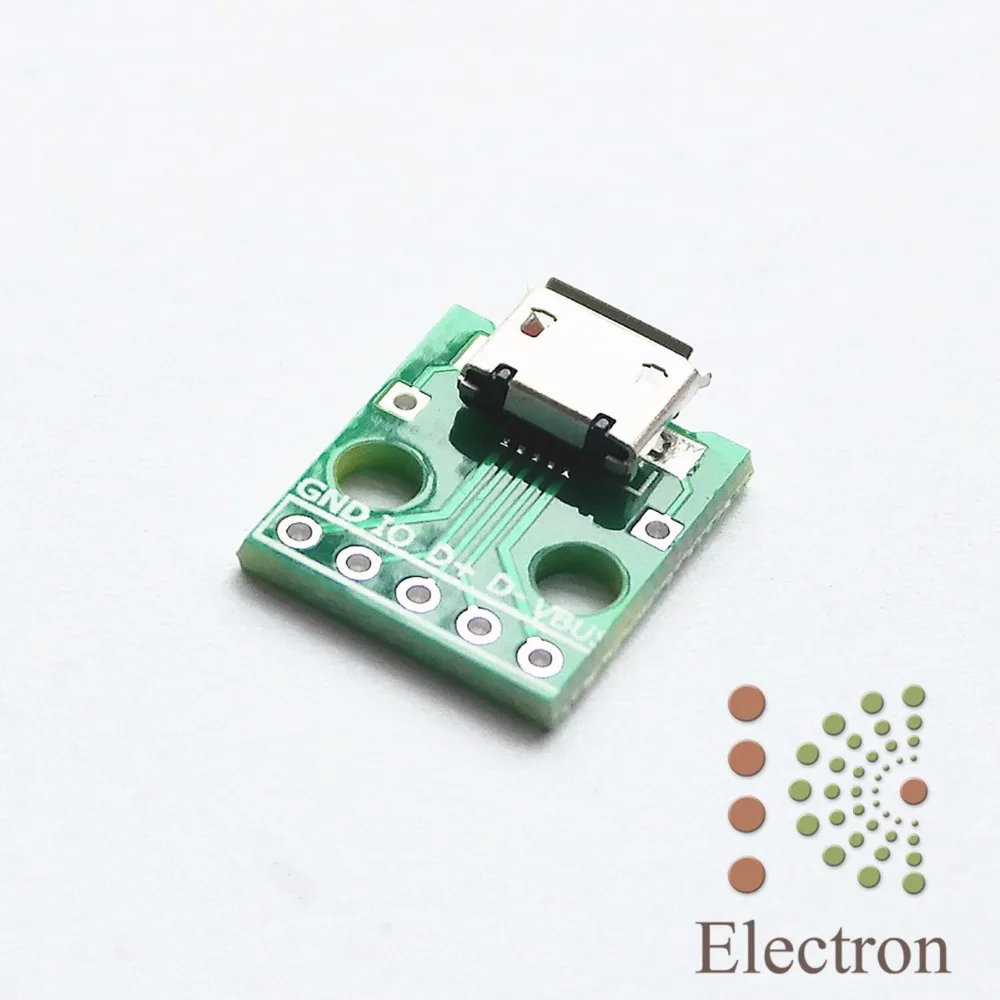 2pcs/set 5-Pin Female MICRO USB to DIP Adapter 2.54mm Pinboard PCB Connector