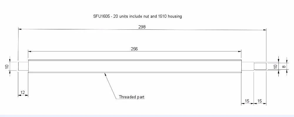 Customized  SFU1605 298mm RM1605 298mm C7 Rolled Ball screw 1pc+1pc ballnut + end machined as drawing+nut house