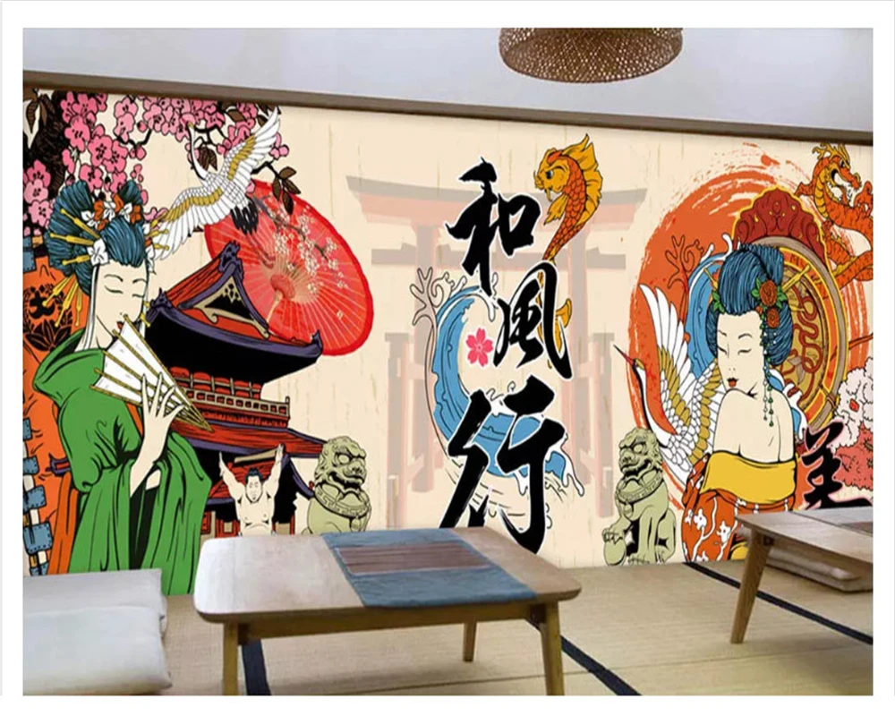 Beibehang clássico pintura decorativa papel de parede cozinha japonesa gourmet tema especial catering fundo