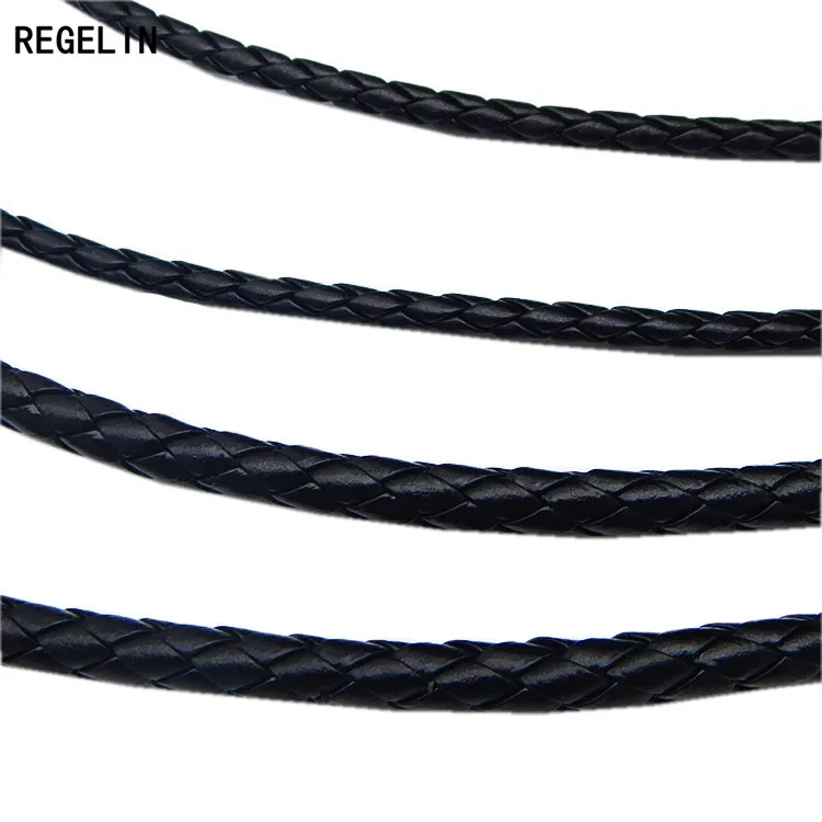 Regelin 5 Meter Zwart Gevlochten Pu Lederen Armband Bevindingen 3/4/5/6 Mm Ronde Lederen Koord string Rope Diy Ketting Armband Maken