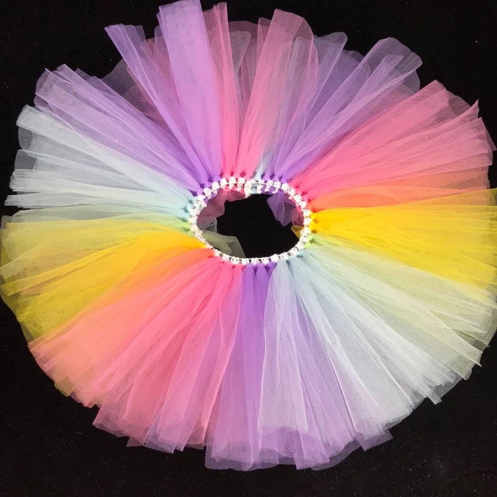 3Layers Multicolor Tutu Skirts Baby Girls Crochet Fluffy Tulle Skirt Kids Ballet Dance Pettiskirts Children Party Costume Skirt