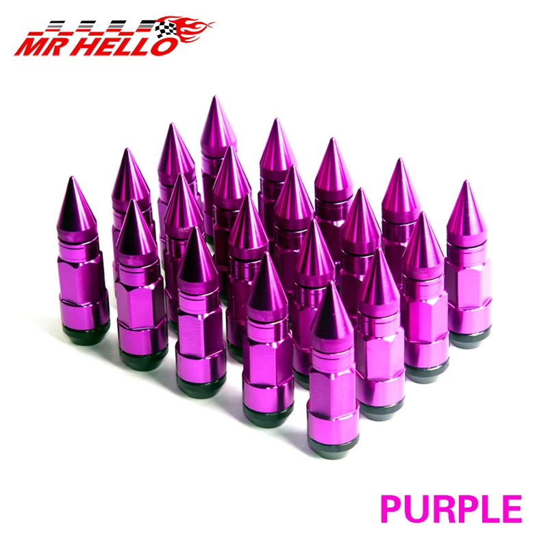 mrhello Car Styling Wheel Nuts M12X1.5/M12X1.25 Racing Composite Nut Anti Theft Steel Lock Wheel Lug Nut Bolt With Spikes