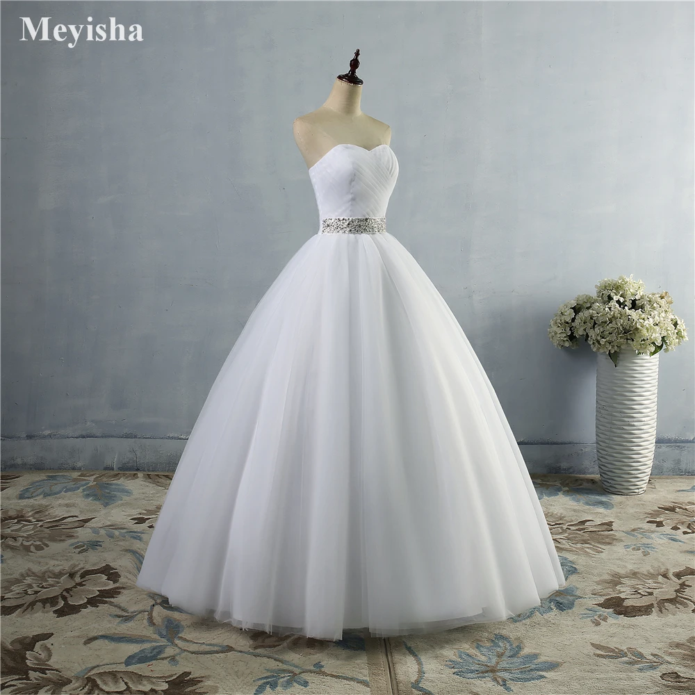 ZJ9040 Customized A-line With Crystal Beads Tulle Wedding Dress for Bridal  Dresses Size 2 4 6 8 10 12 14 16 18 20 22 24 26 28 - AliExpress 320