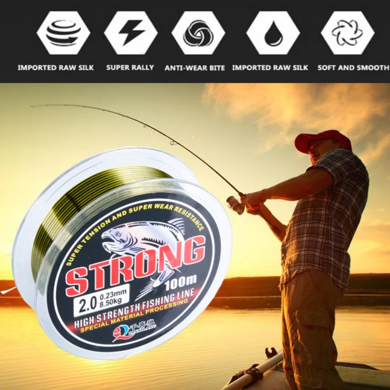 100m Fluorocarbon żółty żyłka lider drut przewód wędkarski akcesoria Flurocarbone Winter Rope Fly Fishing Lines