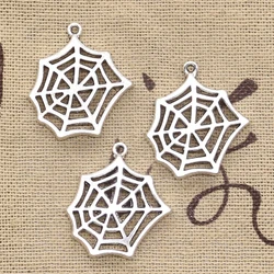 12pcs Charms Cobweb Spider Halloween 25x23mm Antique Making Pendant fit,Vintage Tibetan Bronze Silver color,DIY Handmade Jewelry