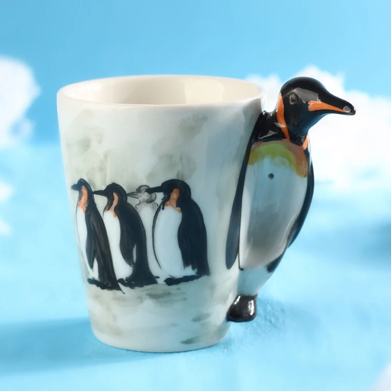 3D Ceramic Mug Hand-painted animal personality Hippocampal Penguin Dolphins Octopus lovers cup handmade mugs