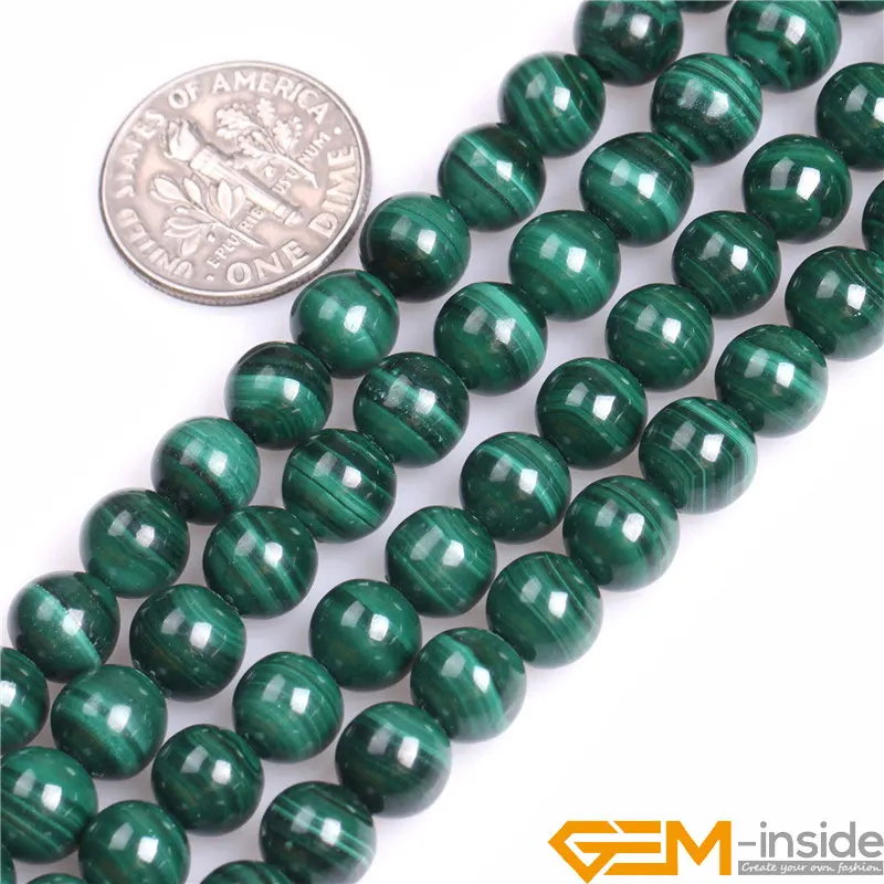 Natural Stone Malachite Round Spacer Loose Beads For Bracelet,Necklace Jewelry Making Strand 15\