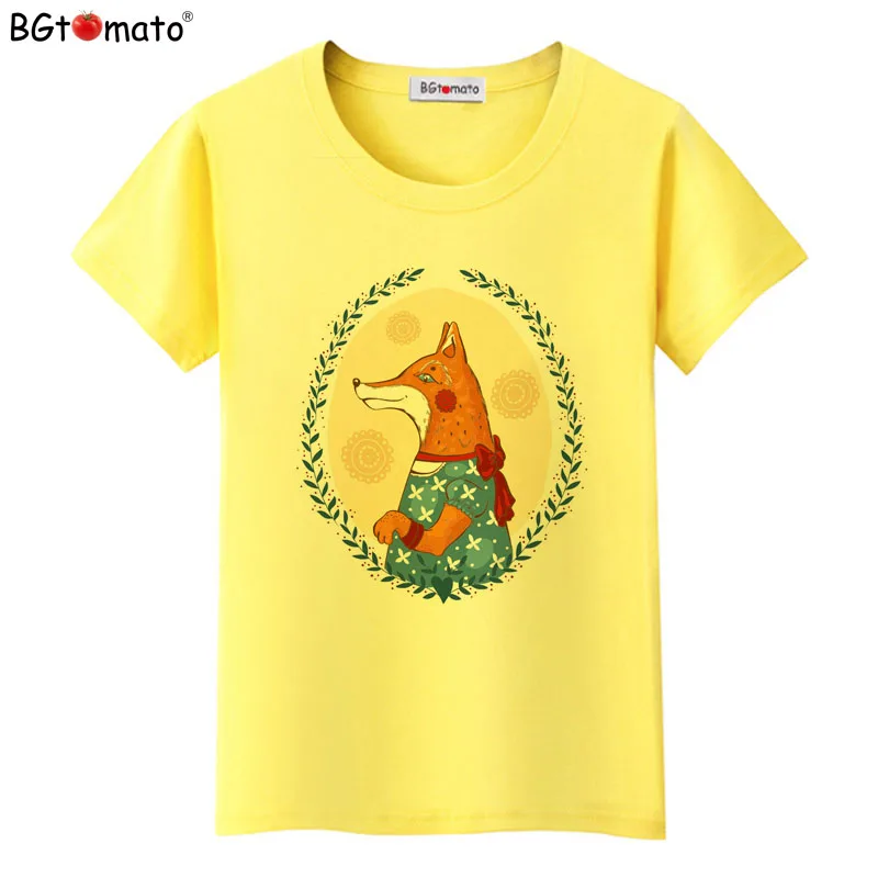 BGtomato T shirt Lovely fox cartoon funny t shirts Hot sale brand top tees good quality comfortable tshirt women