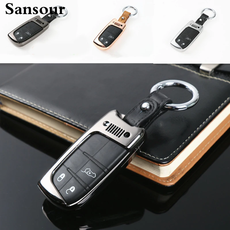 Sansour Unique Designs Silver Gold Black Zinc Alloy Car Key Bag Holder for Jeep Renegade car-styling