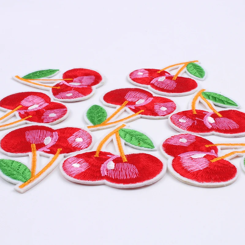 10pcs/lot Embroidered Cherry Patch DIY Clothes Sewing Accessories Iron On Cartoon Fruit Sticker DIY Jeans Coats Pants Appliques