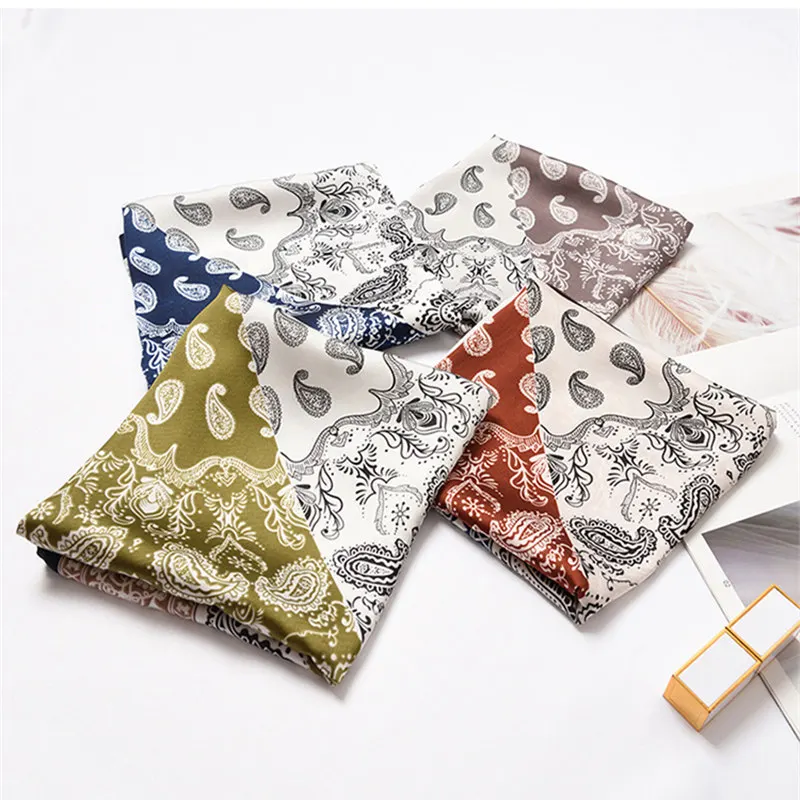 

summer decoration woman fashion scarves Korean Cashew flowers pattern printing 70cmx70cm small square scarf Fresh headscarfgift