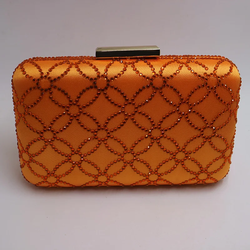 Wholesale Big Capacity Larger Size Crystal Hard Case Box Clutch Evening Bag and Clutches Orange