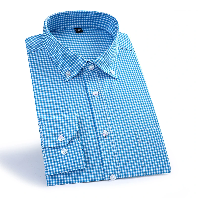 Casual Shirts Brand 100% Cotton Small Plaid Shirt Men spring Smart Oxford Dress Shirt Camisa Masculina Hight Quality
