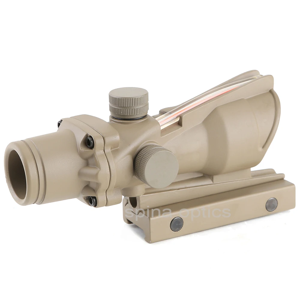Hunting Scope ACOG 1X32 Tactical Green Dot Sight Real Green Fiber Optic Riflescope with Picatinny Rail for M16 Rifle