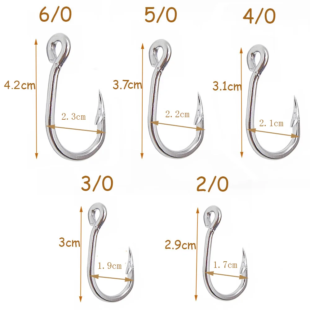 JSM 30pcs 10884 Stainless Steel Fishing Hooks Big Game Fish Tuna Bait Large Fishhooks Size 5/0 6/0 7/0 8/0 9/0 10/0