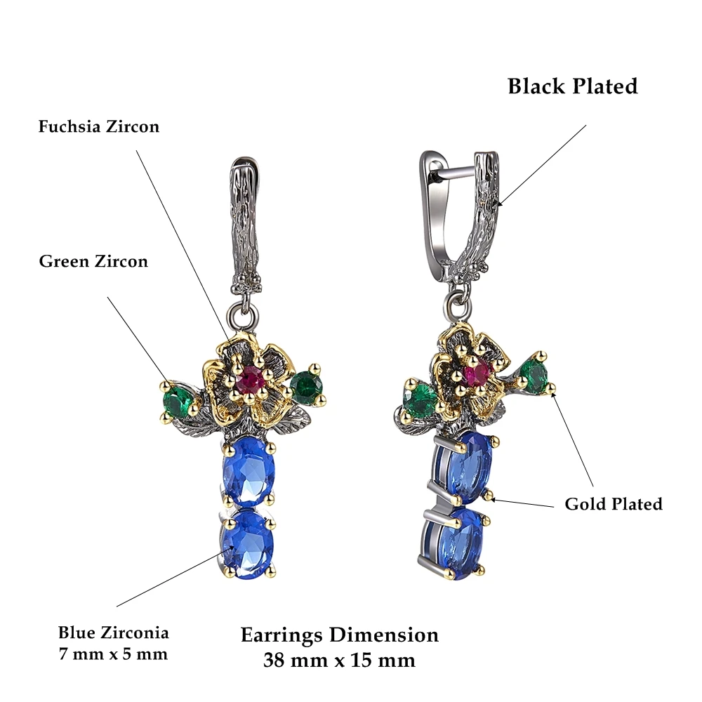 DreamCarnival 1989 New Arrived Flower Style Drop Earrings for Women Blue Zirconia Anniversary Party Chic Jewelry Hot Pick WE3877