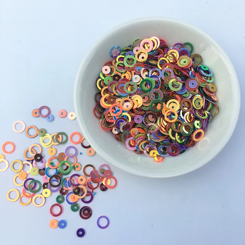 10g/Pack Amazing Glitter Sequin 4mm/6mm Ring Circle Round Shape Loose sequins for nail Art Women Sewing Kids Diy Accessories