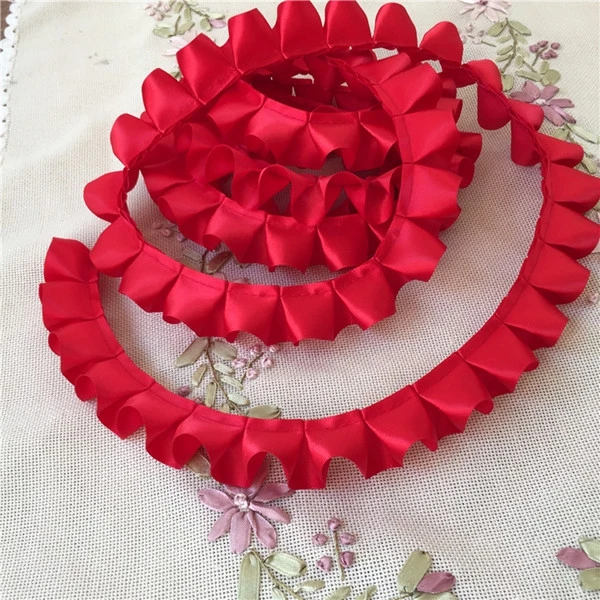 10 Yard/Lot 2,5 CM Breite Satin Plissee Band Falten Spitze Trim DIY Rock Manschetten Handwerk Puppe Kleidung Nähen zubehör – Detail 24