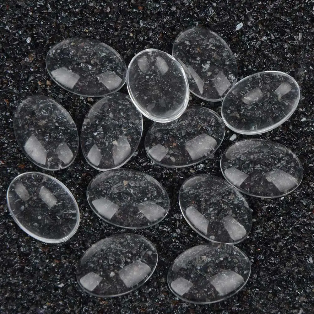 50pcs/lot 13x18mm High Quality Oval Flat Back Transparent Clear Domed Glass Cabochon For DIY Fashion Jewelry Making