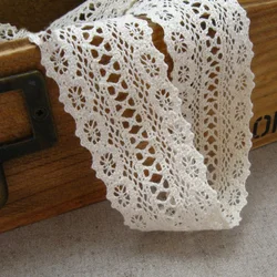 Knitted Cotton Lace Ribbon, Beige Color, DIY Handmade Wedding Party, Craft & Gift Packing, Child Dress, Lace Decoration, 5 Yard