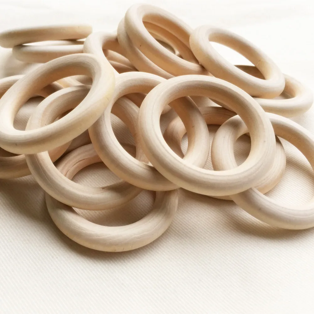 50pcs/lot 40mm Unfinished Natural Wood Ring Wooden Circle Wooden Beads For DIY Jewelry