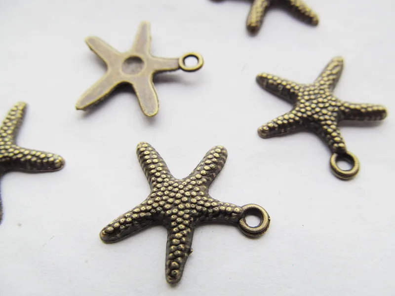 20pcs 19mmx19mm Antique Silver tone/Antique Bronze Starfish Pendant Charm/Finding,for Bracelet,DIY Jewellry Accessory