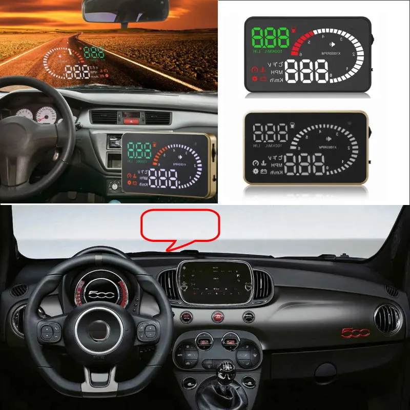 For Fiat 500/Punto/Stilo/Bravo/Linea/Freemont Ducato Car Accessories Auto Electronic Head Up Display HUD OBD/OBD2 Warning System