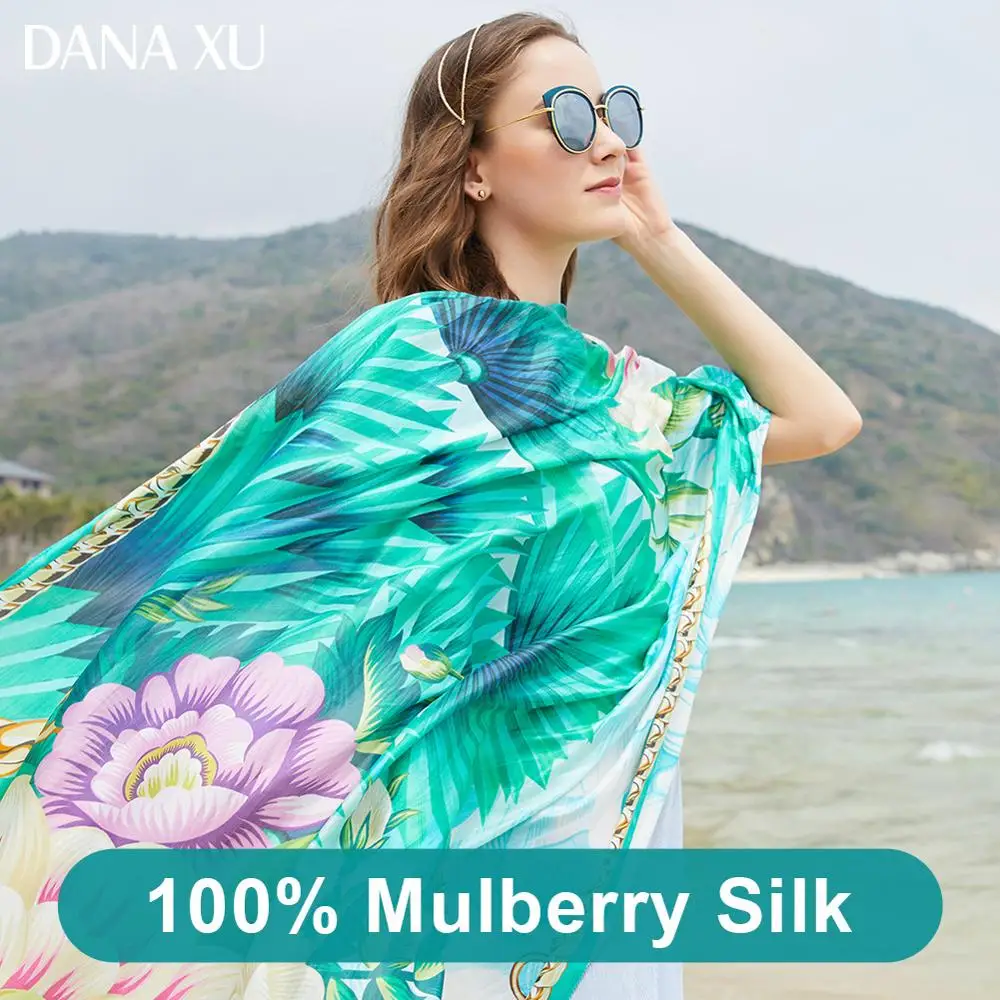 Silk Long Scarf Luxury Brand Women New Design Beach Blanket Shawl Wear Swimwear Bandana Hijab Face Shield Foulard 245*110cm 2019