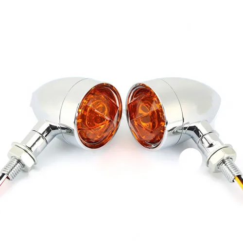 Chrome 10mm LED Diamond Lens Running Turn Signal Light Brake Stop Light For Honda Shadow Kawasaki Vulcan Suzuki Boulevard