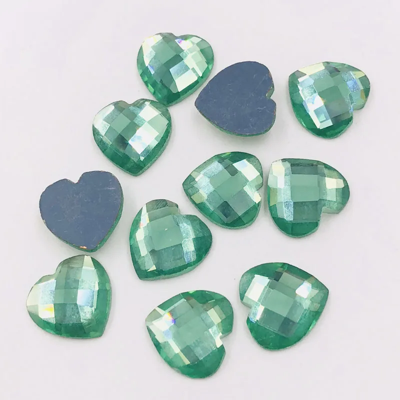 Factory sales!! Light green flatback heart Crystal glass Rhinestones DIY Apparel accessories 20pcs/pack