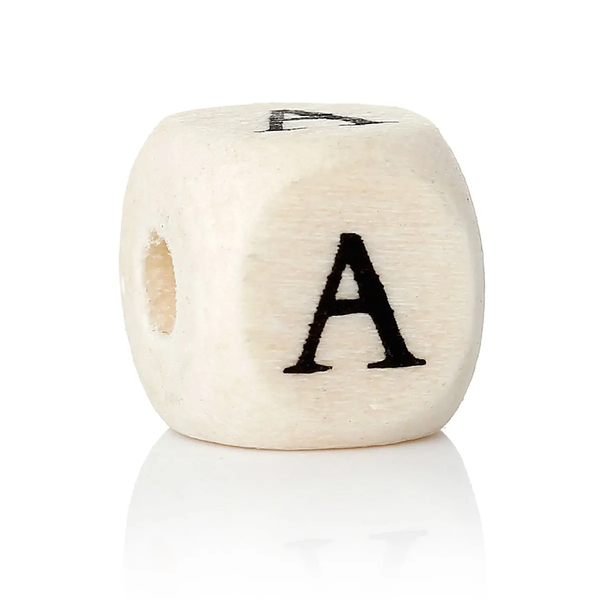 DoreenBeads Wood Spacer Beads Cube Natural Alphabet/ Letter 