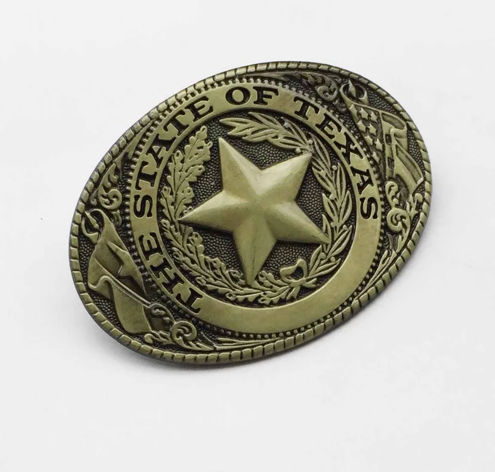 Western Cowboy belt buckle Metal Star Oval Bronze Metal Fashion Mens Buckles Jeans Accessories Fit 4cm Wideth Belt