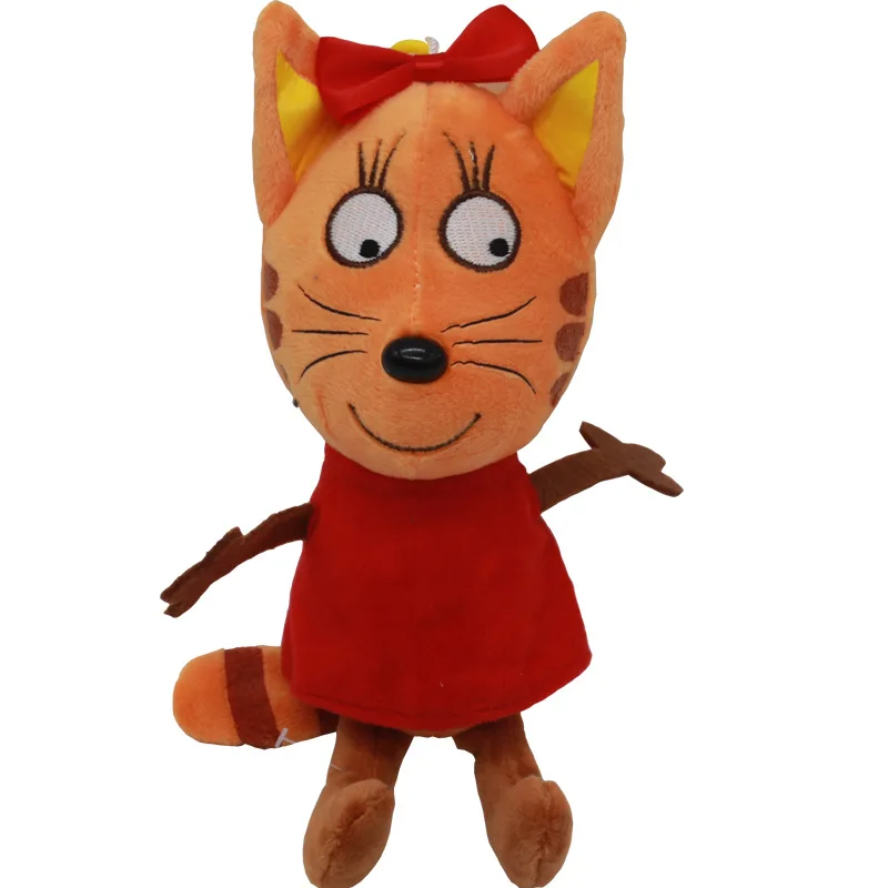 Muñecos de peluche de dibujos animados para niños, juguetes de animales suaves, Gato feliz, tres gatitos, ruso, 3 unids/lote