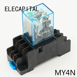 MY4 Power Relais MY4NJ Met Din Rail Mount Socket Base 14 Pins 12V/24V 110V/220V MY4N Relais Schakelaar