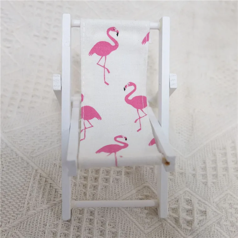 Limited Wooden for barbie beach chair Doll furniture accessories sofa Flamingo Mango Pattern Beach Chair